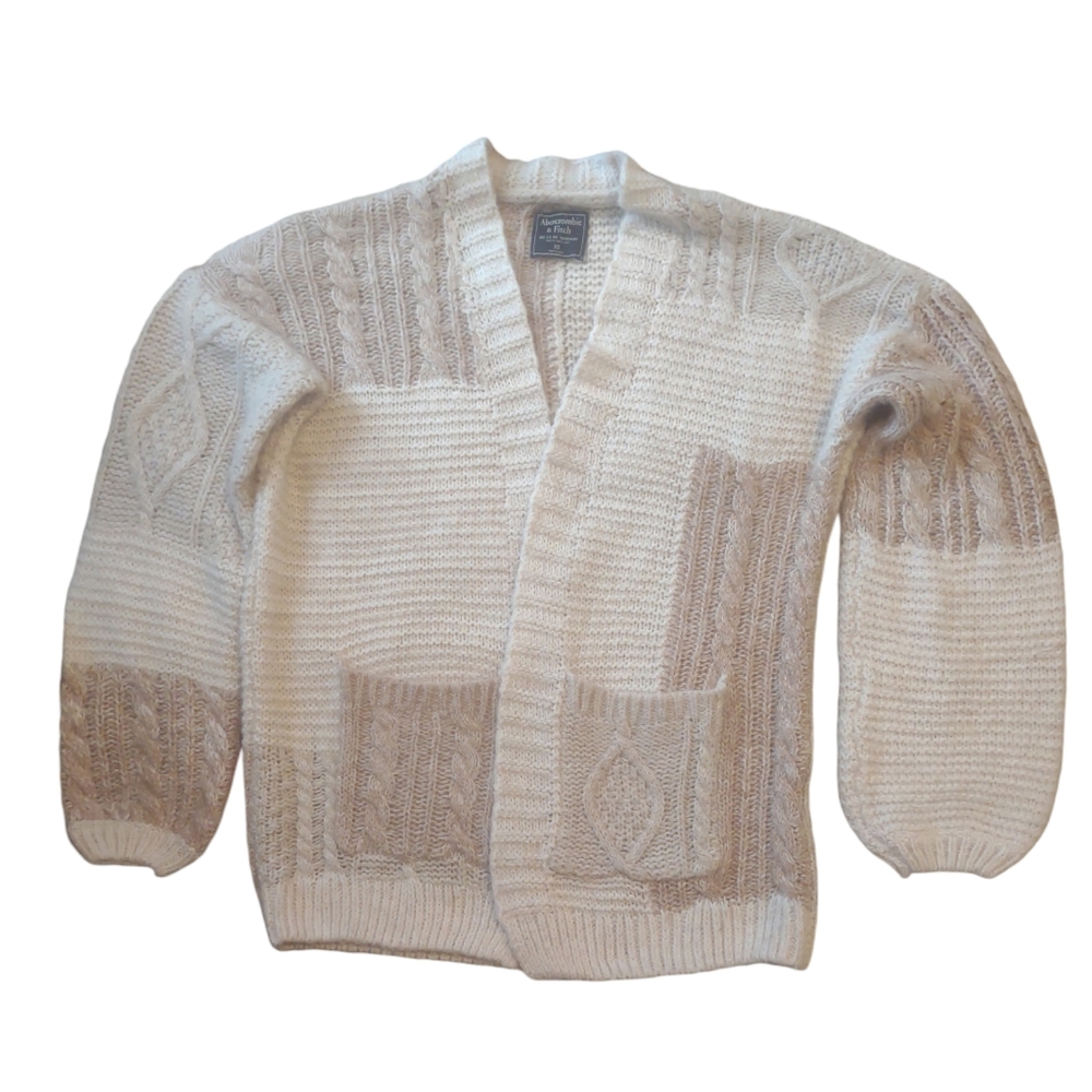 Abercrombie & Fitch sweater women's open cardigan Wool/alpaca blend XS Ivory/tan